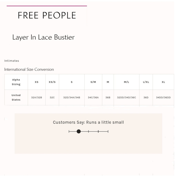 Free People Layer in Lace Bustire in Ivory sz Medium FP1050 - Picture 10 of 10